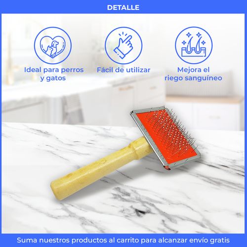 Cardina Cepillo Talle L Para Perro Gato Mango Madera