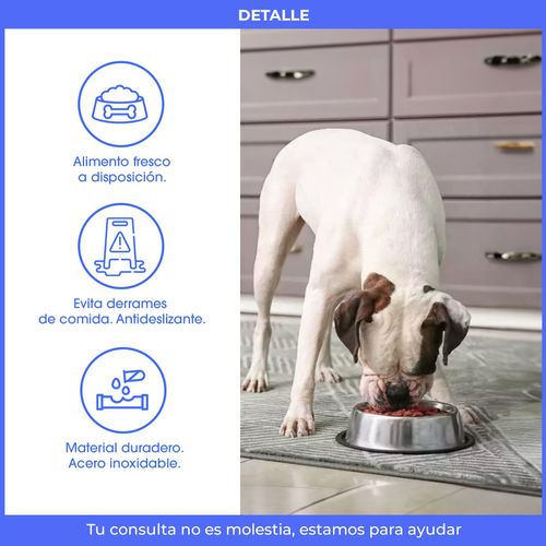 Comedero Bebedero Perros Acero Inoxidable Antivuelco 26 Cm