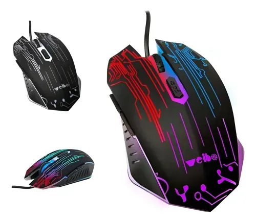 Mouse Gamer Rgb 6d Laser Weibo 3200 Dpi Pc Usb Negro