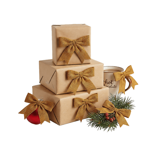 Moños Decorativos X3 Navidad Dorado