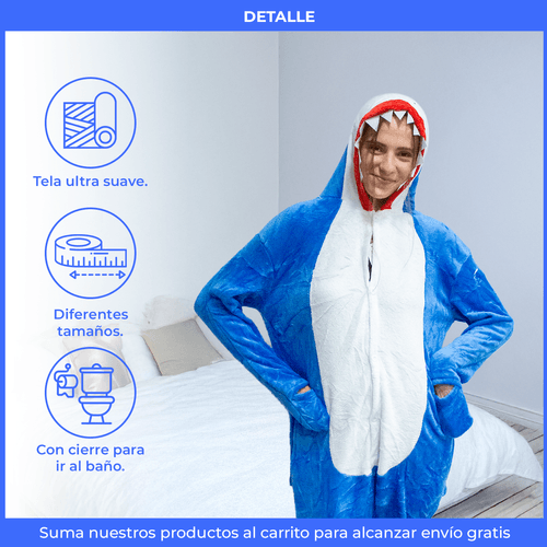 Pijama Enterizo Kigurumi Personajes Adulto Invierno Tiburón