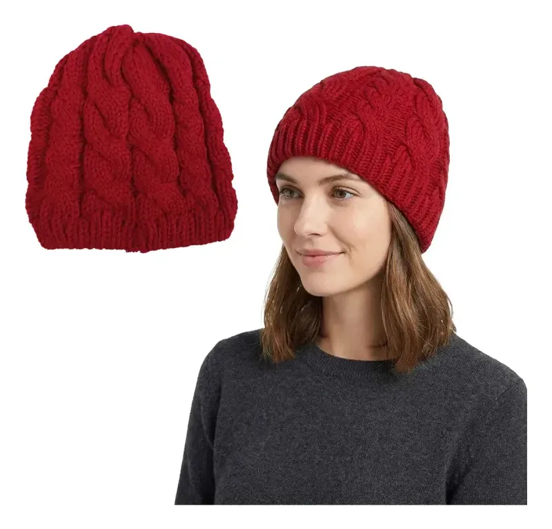 Gorro de Lana Trenzado Unisex Talle Único Invierno-1782921880543