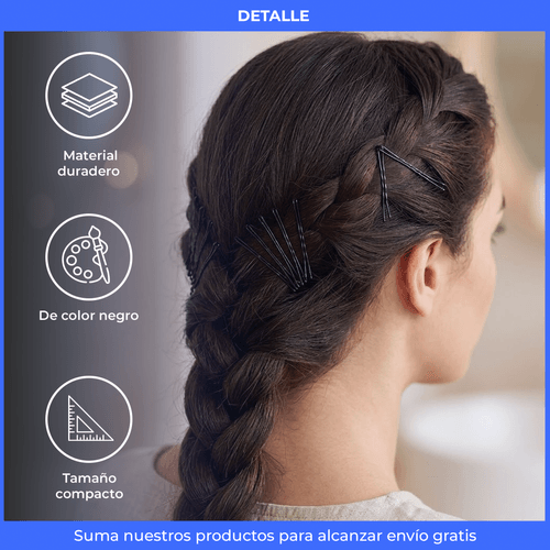 Clips Hebillas Invisibles 48piezas 6cm Negro Cabello Pelo